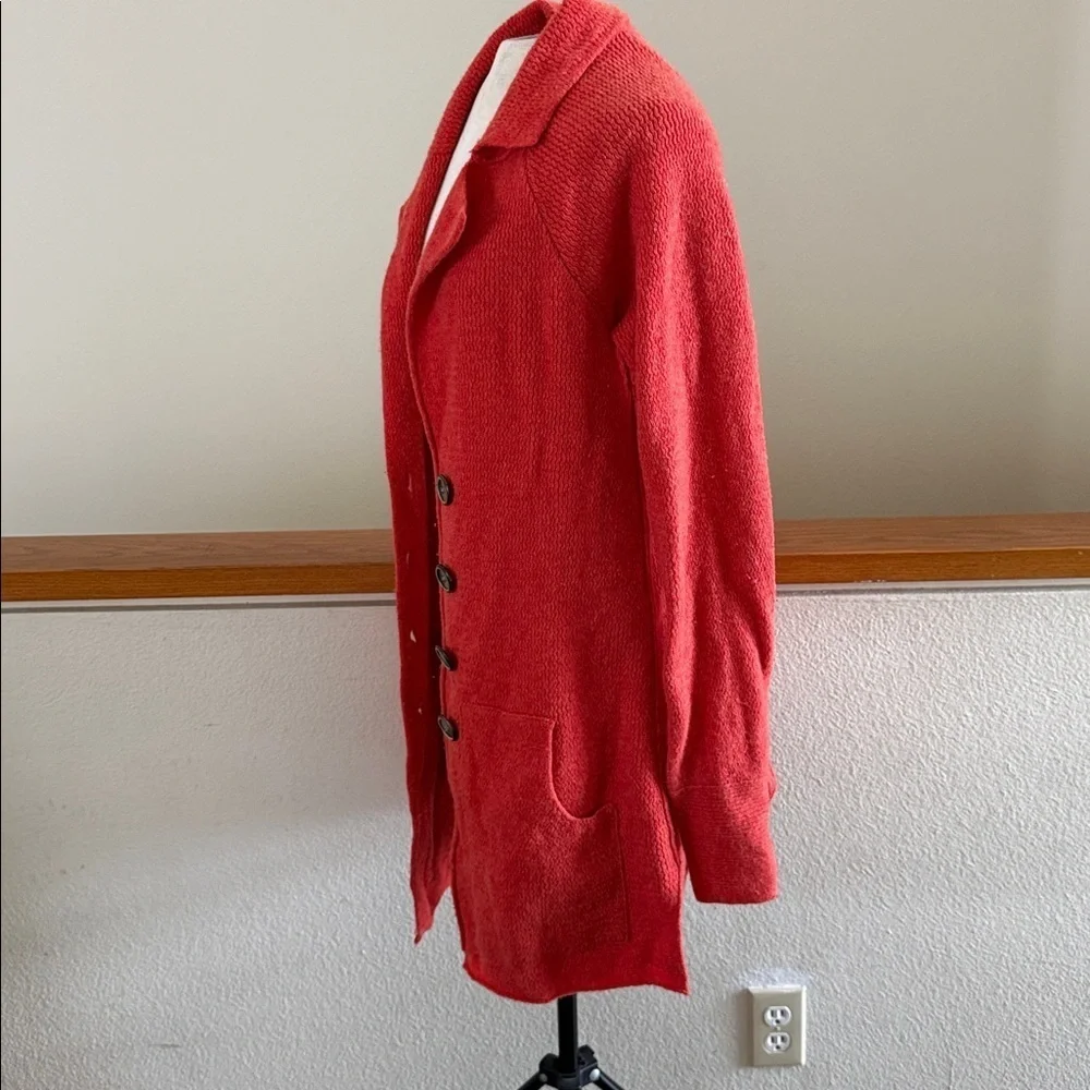 Free people orange wool cardigan jacket coat oversized knit trench